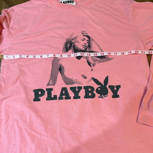 Playboy Men’s Pink Crew Neck Y2K Long Sleeve Tee Shirt Size Large - Picture 7 of 8